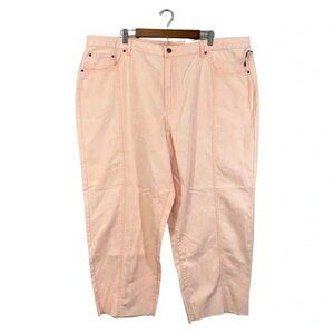 Future Collective Coral Peach Jeans Frayed Hem Straight Leg, New w/ Tag, Size 22